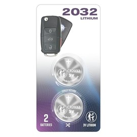 (2 Pack) CR2032 2032 Remote Key Fob OEM Battery for Flip Key Compatible with Volkswagen VW Shell Case Cover 1998-2016 Beetle CC EOS Golf GTI Jetta Passat Touareg HLO 1J0 959 753 AM DC F S