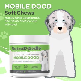 NutraDoodle Mobile Dood Hip and Joint Supplement for Dogs – Senior Dog Supplements with Omega 3, Glucosamine Chondroitin, Vitamin C – 60 Soft Chews