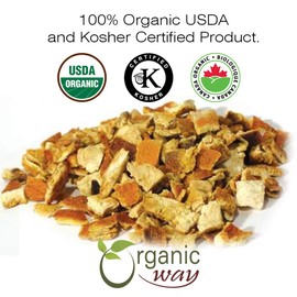 Organic Way Dried Orange Peel Cut & Sifted (Citrus sinensis) - European Wild-Harvest | Organic & Kosher Certified | Vegan, Non GMO & Gluten Free | USDA Certified | Origin - Albania (1/4 LBS / 4 Oz)