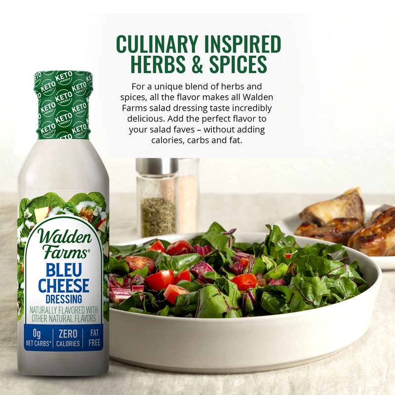 Walden Farms Bleu Cheese Dressing - Calorie-Free, Gluten-Free, Low Carb,