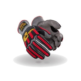 MAGID T-REX TRX442 Flex Series Lean Lightweight Impact Gloves, 1 Pair, Polyurethane Palm Coated, Size 7/S, Salt & Pepper
