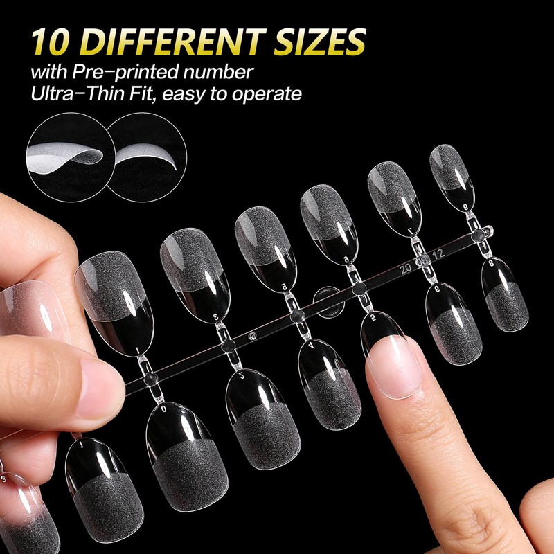 AIMEILI Pack of 432 Round Short Fake Nails Transparent Round