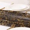 MLMC 6Pcs Black Gold Table Runner Sheer Gauze Glitter Metallic