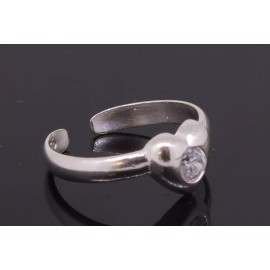 eJewelryPlus Toe Ring  Sterling Silver Heart Shaped Adjustable With Cubic Zirconia