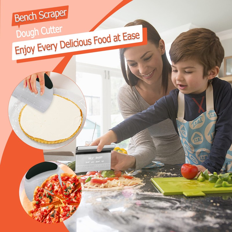 Dough Scraper Cutter Pastry Pizza Cutter Stainless Steel Tool with