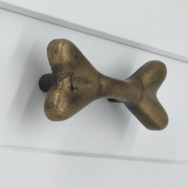 Antique Hardware Depot – 6” Dog Bone Handle - Animal Farmhouse Style Cabinet Pull - 6 in Rustic Bronze Iron Vintage Dresser & Door Knob Handle- Includes All mounting Hardware - HN713 - Quantity (4)