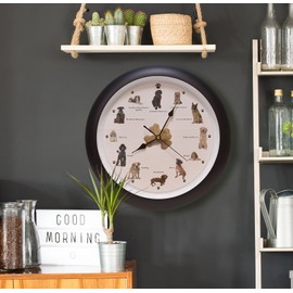 Mark Feldstein & Associates Barking Dog Sounds Wall Clock, 13 Inch, Black, 12...