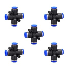 4 way1/4 OD Push to connect Fittings,push to connect air fittings, 4-way air line push connectors (5 Pcs)