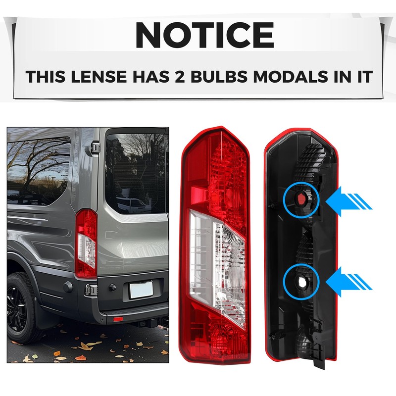HECASA Pair Tail Light Compatible with 2015-2024 Ford Transit 150