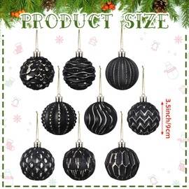 Liliful 36 Pcs Farmhouse Ball Ornaments Set Distressed Christmas Tree Ornaments Vintage Christmas Balls for Retro Holiday Party Decor (Black)