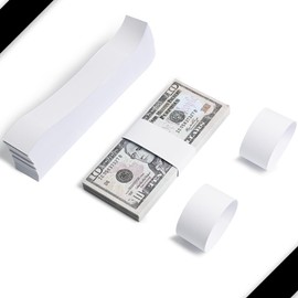 L LIKED Blank Money Band Self Sealing Currency Straps for Bill Wrappers (Blank White - 300 PCS)