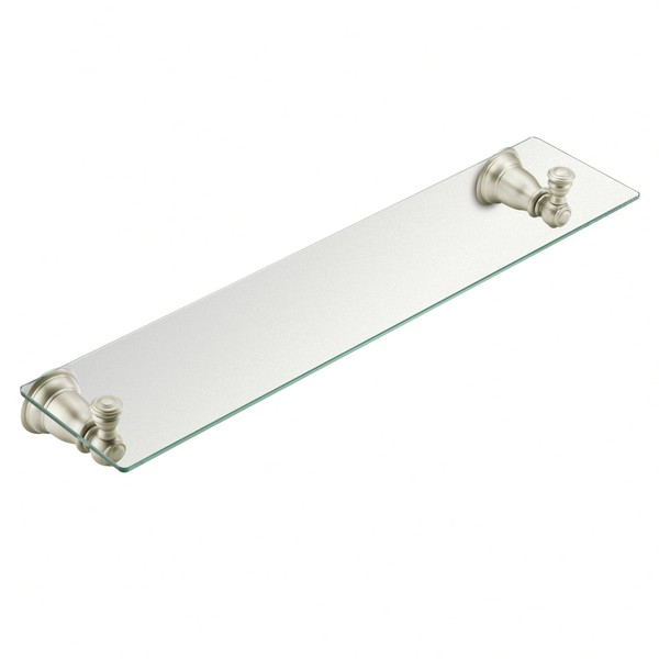 Moen YB5490BN Kingsley 20-Inch W x 5-Inch D Decorative Bathroom Vanity Glass Shelf,, Brushed Nickel