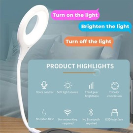 USB Reading Light Voice Control Lamp Voice Activated Lamp Smart Voice Small Table Lamp