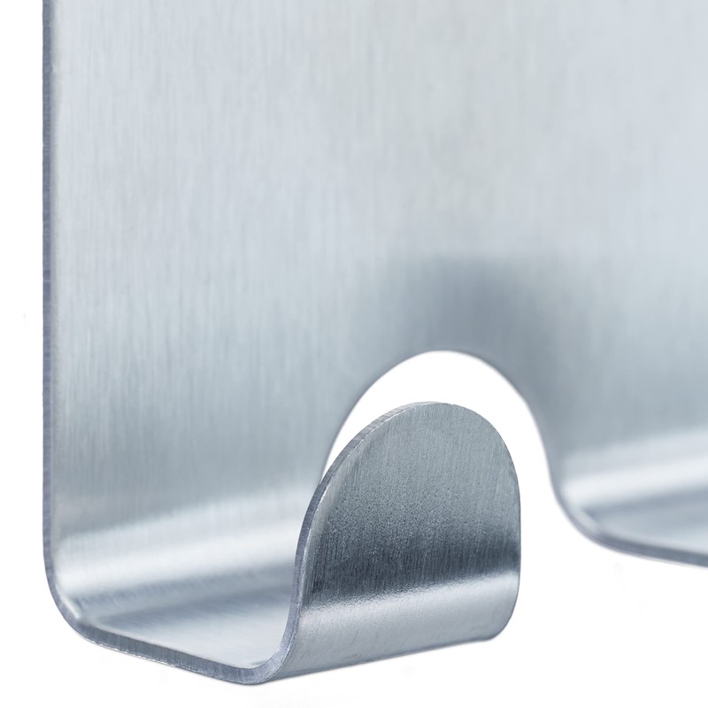 Relaxdays Door Set of 4, Stainless Steel, Double Hooks, for