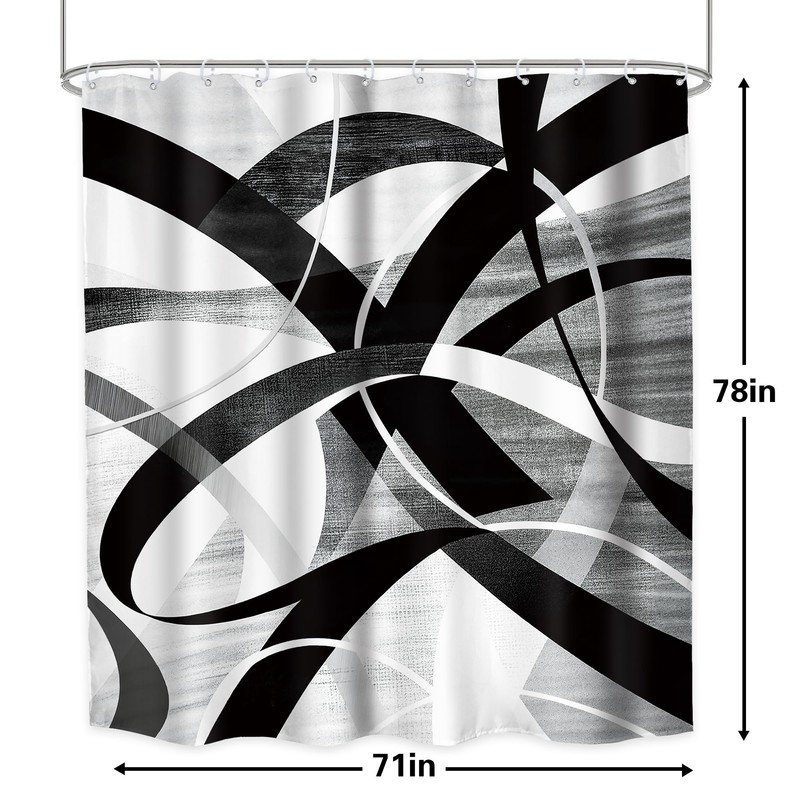 LGhtyro Black Grey Abstract Shower Curtain Bathroom Set 71Wx78H Inches
