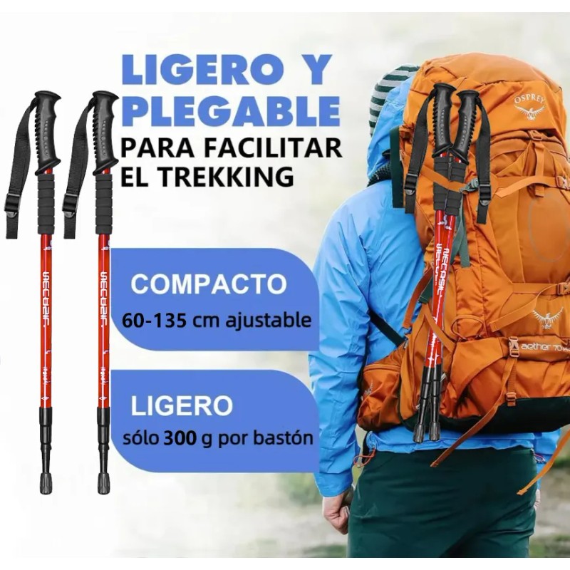 2 Pcs Bastones Senderismo Plegables Trail Running Y Trekking