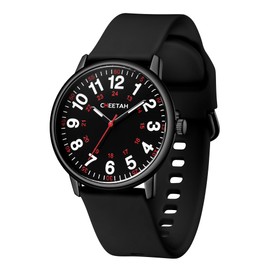 CHEETAH Nurse Watches for Men Women Medical Professionals, Students with Luminous Easy Read Dial, Second Hand 24 Hour, Waterproof Silicone Band in Black