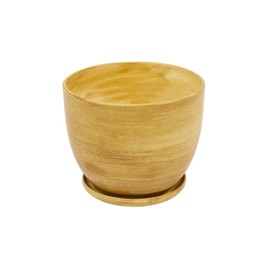 Ceramic Pot Planter Hand Painted Diameter 160 mm Light Brown Ceramic with Saucer Water Drainage Hole