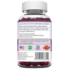 HERBION Elderberry Gummies with Vitamin C & Zinc - Healthy Immune System Support - Gluten-Free & Gelatin-Free - 60 Gummies for Adults & Children 4 Yea