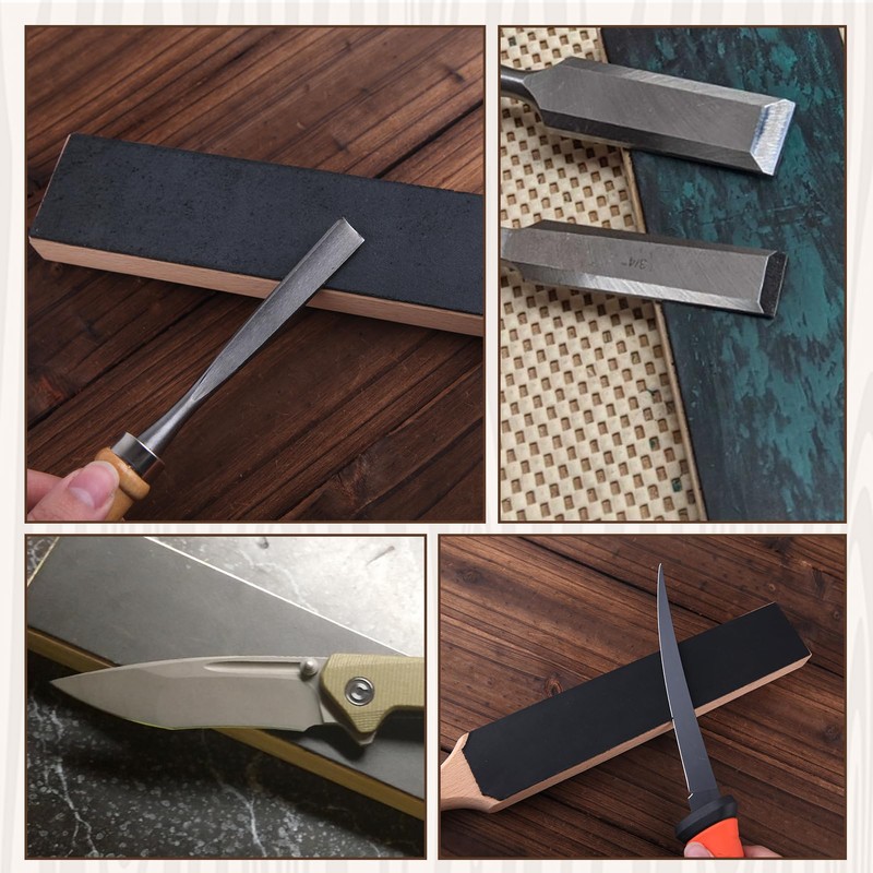 LEONTOOL Leather Strop Kit Double Sided Sharpening Paddle Block Sharpener