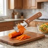 3-in-1 Multifunctional Vegetable Peeler, Curved Stainless Steel Blade Wooden Handle