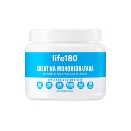 Life180 Creatina Monohidratada Pura, Sin Sabor, 300g (60 Porciones de 5g) - Suplemento Alimenticio para el Soporte Muscular, Óseo y Bienestar General