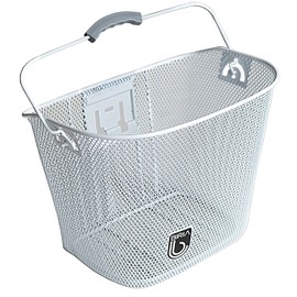 Bicycle Basket with Bracket White, Front Quick Release Basket, Removable, Wire Mesh Bicycle Basket, fit Handlebar Size 25.4 mm, New, White by Biria
