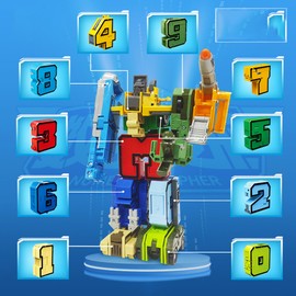 QSLKI Number Transforming Robots, Transforming Toy for Birthday Gift, Children's Intellectual Toy, Gifts, Educational STEM Robot Toy 3-6 Years Children Play Learning