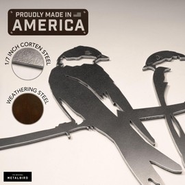 METALBIRD - Pair of Swallows - Outdoor Garden Ornaments in Corten Steel - Metal Art Proudly Made in Britain