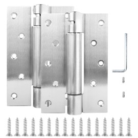 (2 Pack) Self Closing Door Hinge, 6 inches,Auto Closing Spring Hinge with Adjustable Tension, Thickened 304 Stainless Steel Heavy Duty Door Hinges 6 inches,with Mounting Screwdriver Hardware,