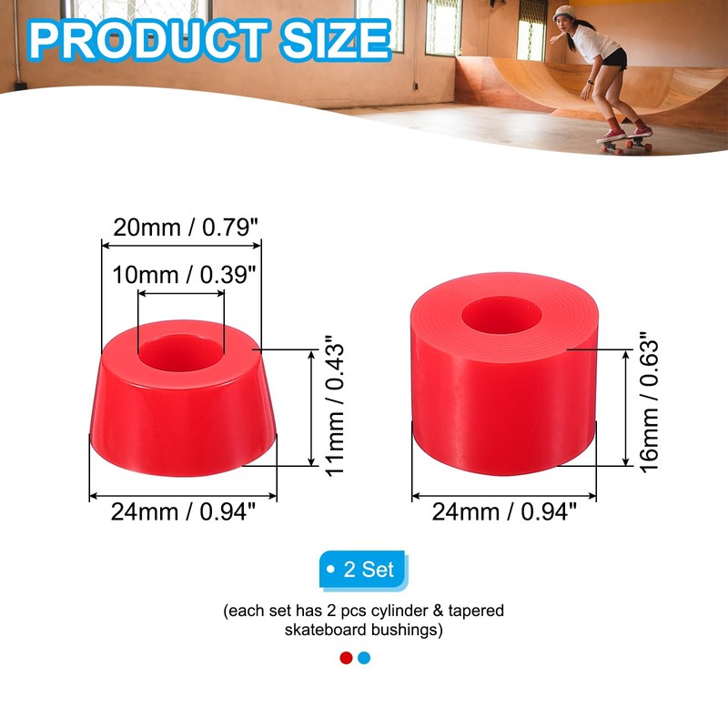 PATIKIL Skateboard Bushing, 2 Sets 90A PU Longboard Truck Bushing