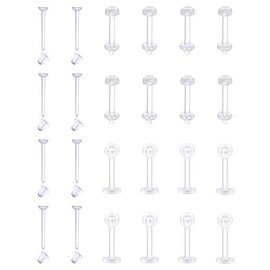 MODRSA 16g Clear Cartilage Earrings Stud Plastic Forward Helix Tragus Earring Medusa Lip Piercing Retainer Acrylic Bioflex Labret Lip Retainers for Work Sports Surgery 6mm 8mm 10mm