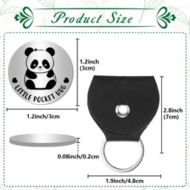 CREATCABIN Panda Keychain Pocket Hug Token Leather Keychain Stainless Steel Engraved Meaningful Gift