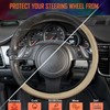 CAR PASS Wood Grain 14.5-15 inch Microfiber Leather Steering Wheel
