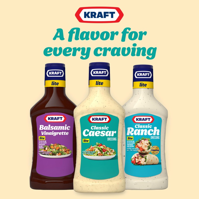 Kraft Lite Classic Caesar Dressing, 16 fl oz Bottle
