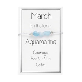 tenghong2021 Irregular Month Birthstone Bracelet for Women Men Natural Stone Hand Woven Adjustable Bracelet Healing Crystal Beaded Braide String Bracelet for Women Birthday Gifts Jewelry-March