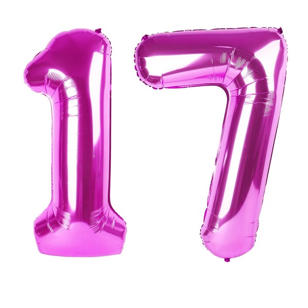 40 Inch Large 17 Balloon Numbers Rose Purple Big Foil