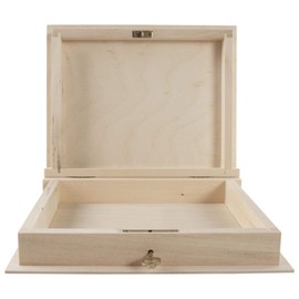 Lockable Wooden Book Shaped Box Decorative Bookcase Accessories Holder Hiding Cover 21 x 17 x 4.5 cm | Memory Trinket Hinged Jewellery Storage | Unpainted & Unfinished Pine for Decoupage
