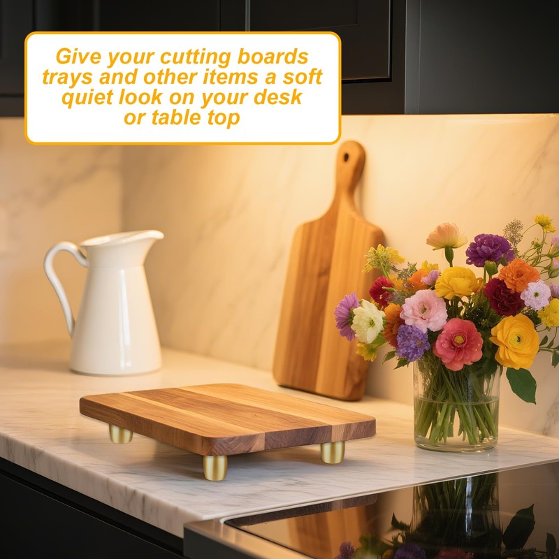 QfwdfcTrenz 4PCS Brass Wood Cutting Board Feet Mini Cabinet Leg