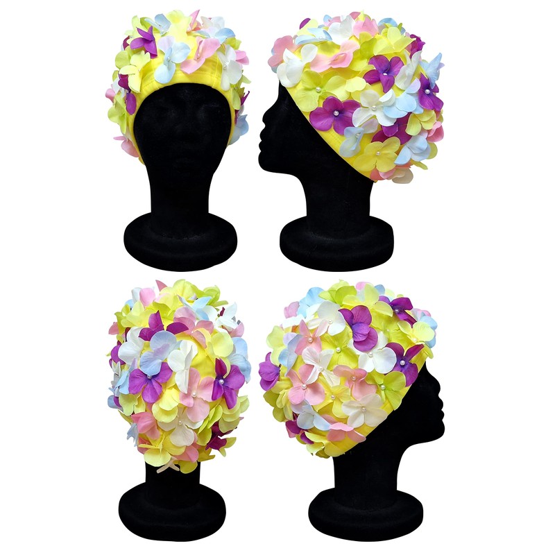 CHEX Ladies Lily Elasticated Swimming Hat Yellow Pink Purple Blue