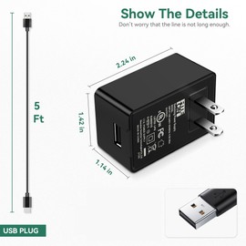 USB-C Charger for Tire Inflator, FITE ON Type-C Air Compressor Compatible with Nulksen Portable Air Bump for Car, Electric Bike and Bicycle Pump Power Supply Power Cord