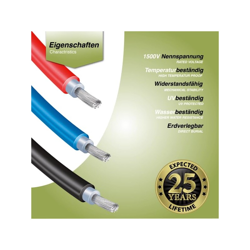 SOLARTRONICS Connection Cable for Charge Controller 6 mm² 1 m