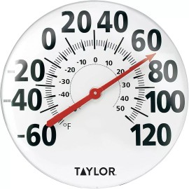 Lifetime Brands Inc. Taylor Extra Large Metal Wall Indoor Outdoor Thermometer, 18 inch