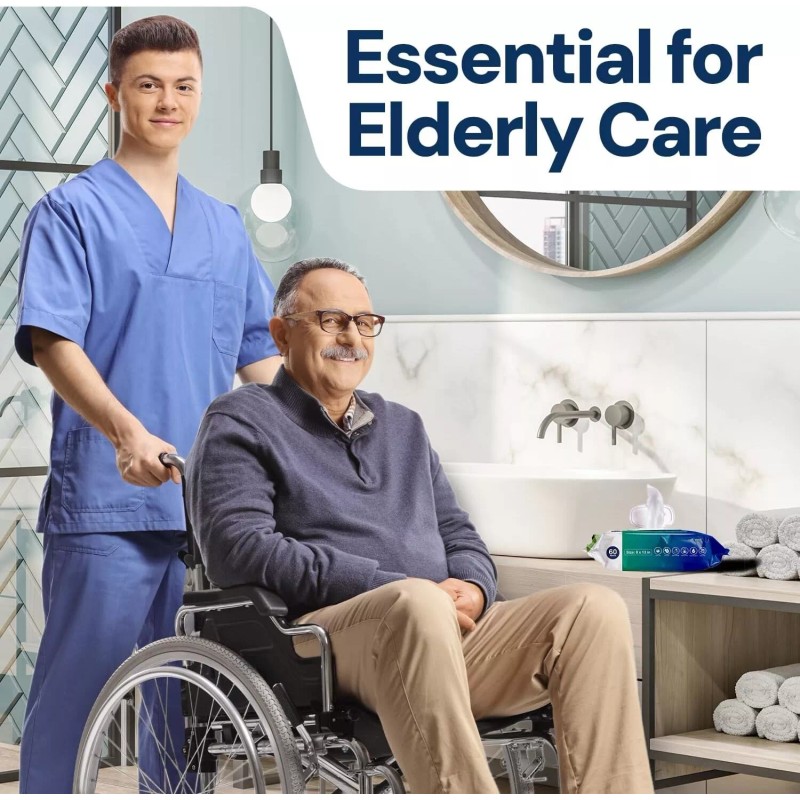 Adult Wipes For Elderly - 8"x13" 240ct (4 Packs of