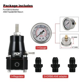 Lyaciomn Adjustable 30-70 PSI EFI Fuel Pressure Regulator Kit W/Oil Gauge AN6 Fittings