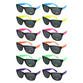 Edge I-Wear 12 Pack 80’s Style Adult Neon Party Sunglasses Bridal Wedding Party Favors 5402R-SET-12