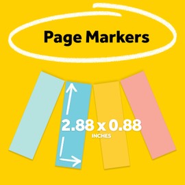 Post-it Page Markers, Assorted Colors, 1 in x 3 in, 50 Sheets/Pad, 4 Pads/Pack (671-4AF)