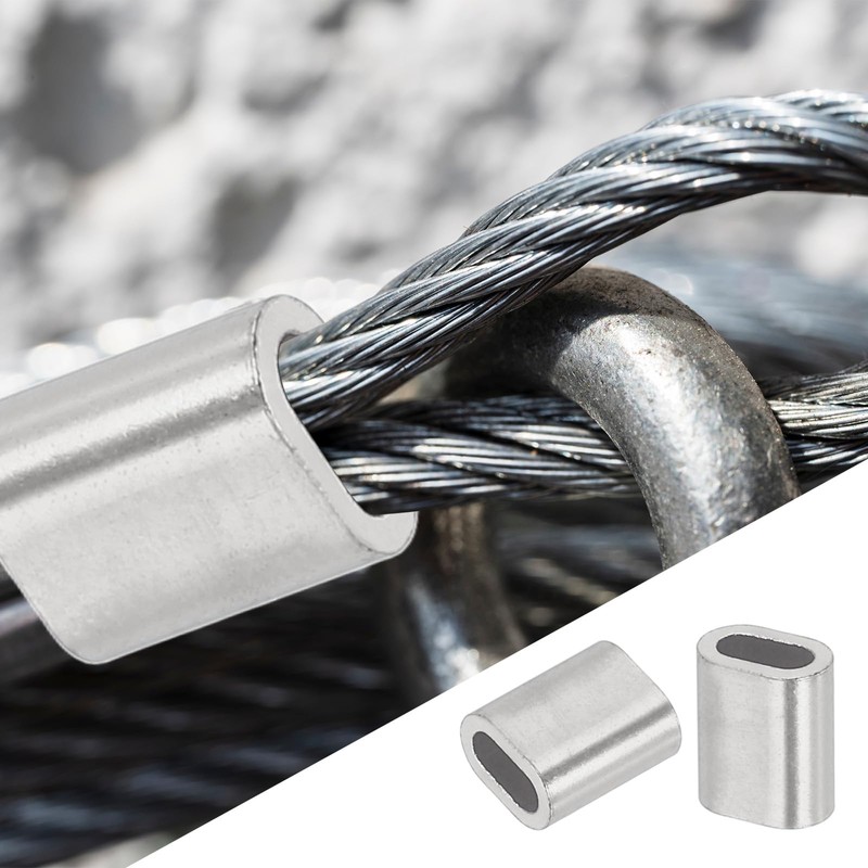 uxcell 1/16"(1.5mm) Wire Rope Stop Sleeve, 304 Stainless Steel Cable