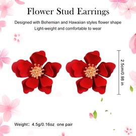 7 Pairs Boho Flower Stud Earrings for Women, Flower Shaped Daisy Earrings with Gold Bud (Cute Style)