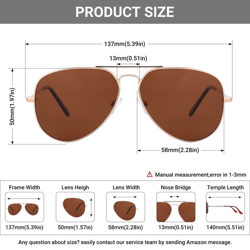 EYESPEX Classic Retro Aviator Polarized Sunglasses for Men Women 70s